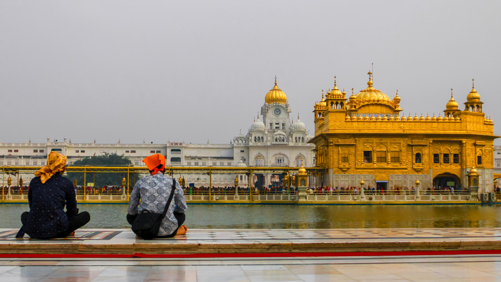 People viewing temple in Punjab