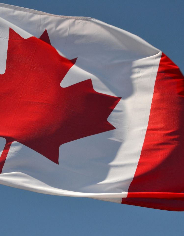 Canadian flag waiving